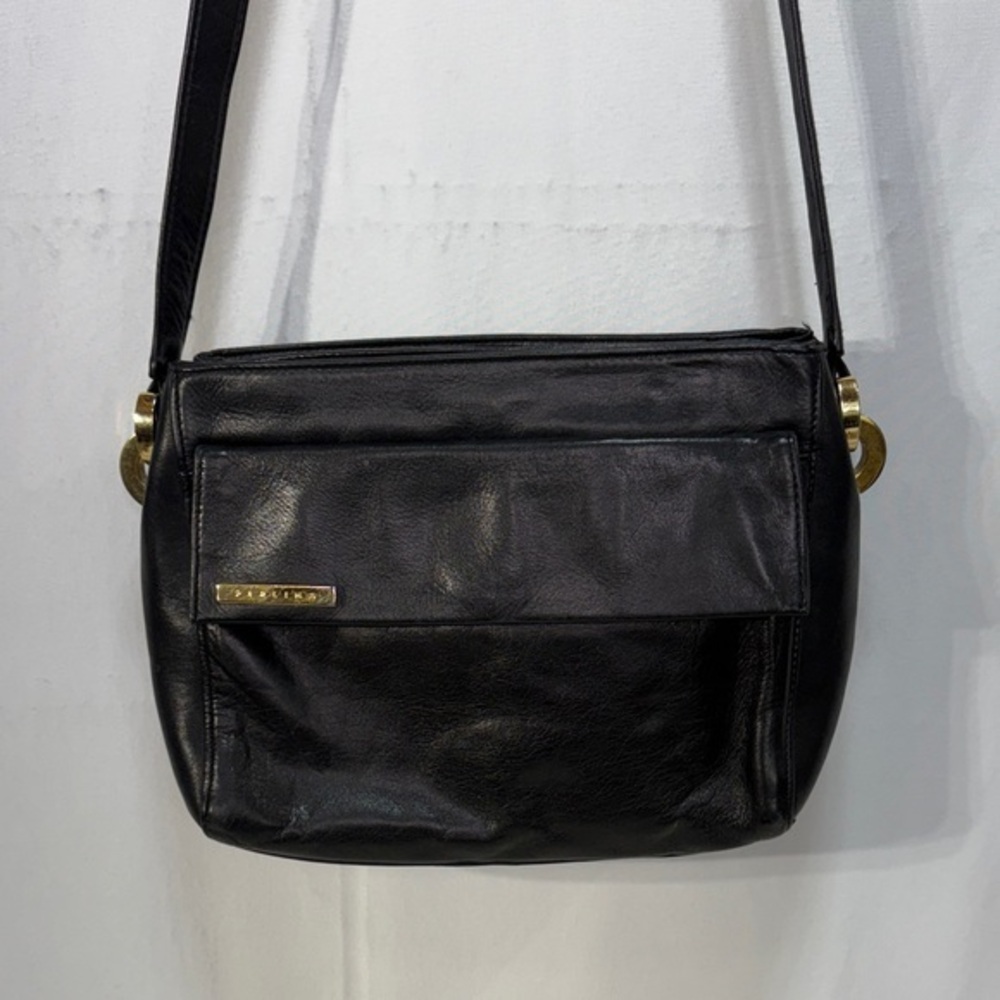 🍌Perlina Elegant Black Crossbody Bag with Gold Accents
